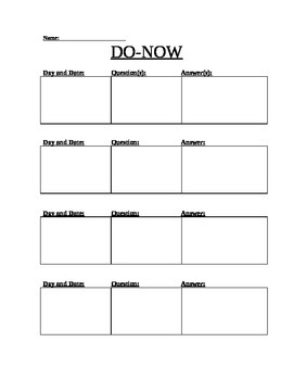 Do-Now Weekly Sheet by Ottochian's Realm of History | TpT