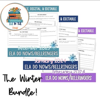 Preview of Do Nows/Bell Ringers ELA PRINT & DIGITAL: The WINTER BUNDLE!