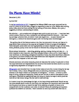 Preview of Do Plants Have Minds?  Common Core Reading Activity