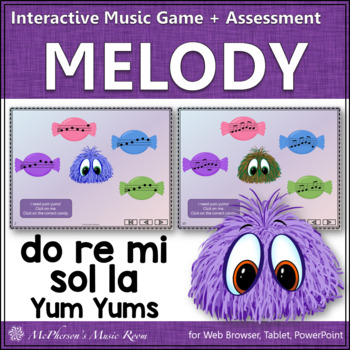 Preview of Solfege | Do Re Mi Sol La Interactive Melody Game + Assessment {Yum Yums}