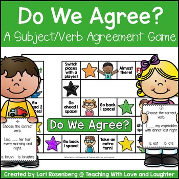 verb subject agreement game teaching center agree pdf laughter wish board teacherspayteachers