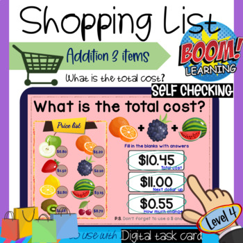 Preview of Do You Get Back Money | 3 Items Adding Decimal Dollar - Shopping List Addition