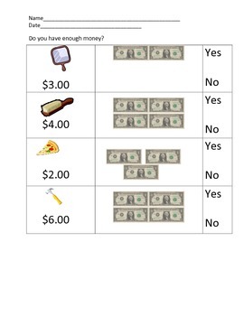 money do you have enough money 1 bills by special ed teachers corner