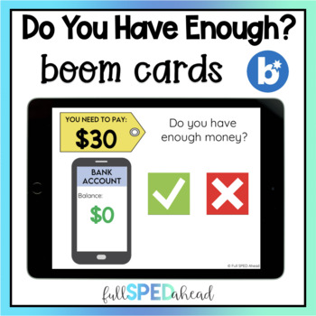 Preview of Free Do You Have Enough in your Bank Account? Boom™ Cards Activity