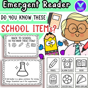 Preview of Do You Know These School Items? Emergent Reader Kindergarten NO PREP Activities