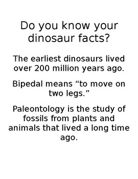 Preview of Do You Know Your Dinosaur Facts?