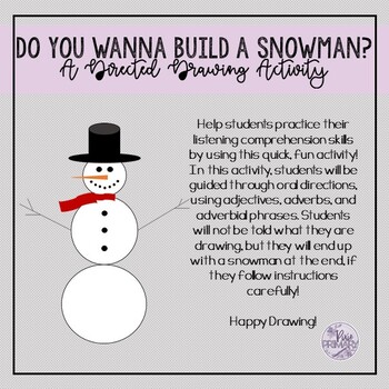 Preview of Do You Wanna Build a Snowman? Directed Drawing Activity