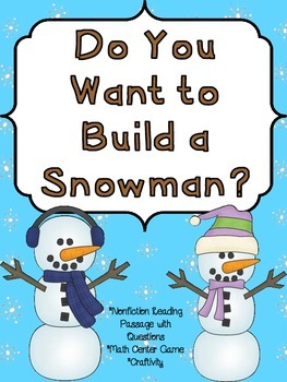 Nonfiction Reading & Roll a Snowman Game by Kim Short | TPT