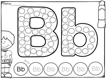 Do-a-dot upper and lowercase letters Bb by Hush-a-bye | TPT