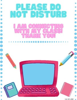 Preview of Do not Disturb sign for virtual learning