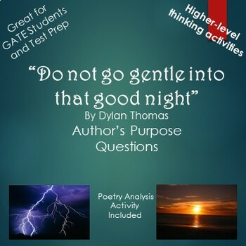 Preview of Do not go gentle into that good night By Dylan Thomas Poetry Analysis Activity