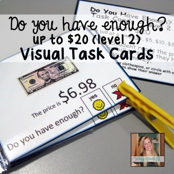 Preview of Do you have enough money? Level 2 - Money Math Task Cards for special education
