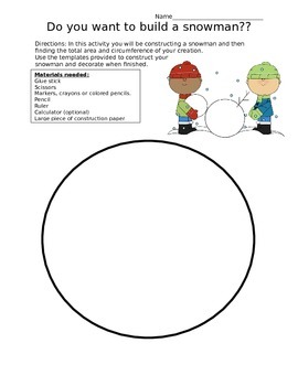 Preview of Do you want to build a snowman? Circumference and area of a circle
