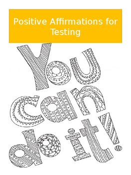 Preview of Do your Best for the Test!  Positive Affirmations Coloring pages