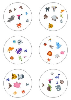 Preview of Dobble Game. Spot it! French Animals. Learn Animals. Printable cards
