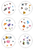 Dobble Game. Spot it! French Animals. Learn Animals. Print