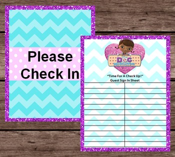 Preview of Doc McStuffins Party Guest Check In - Disney - Pretend Dramatic Play - PRINTABLE