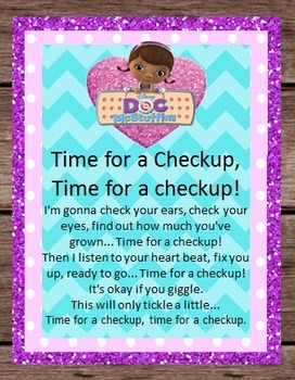 Preview of Doc McStuffins Song Lyrics Disney Birthday Party Pretend Dramatic Play - Doctor
