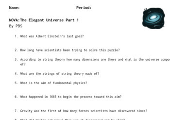 Preview of Doc Viewing Guide: NOVA's The Elegant Universe Part 1 (String Theory)