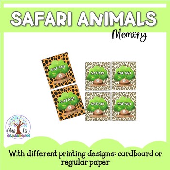 Safari Animals - memory cards by Miss E's classroom | TPT