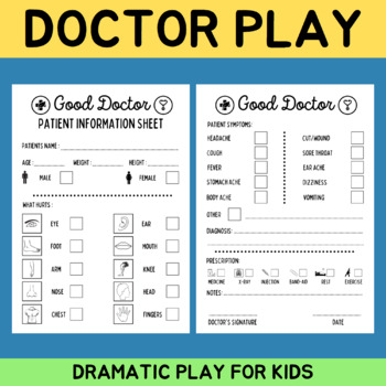 Preview of Doctor Play Sheets - Dramatic Play