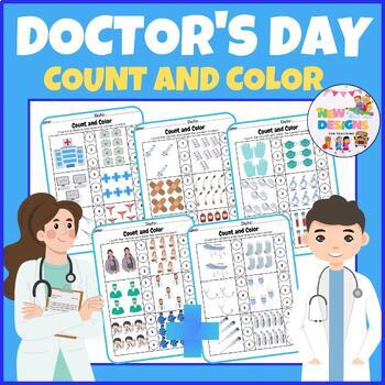 Preview of Doctor's Day Count and Color Activity / Printable March Worksheets