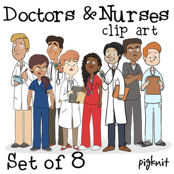 Preview of Doctors and Nurses Clipart | Hospital, Health, and Medical Characters