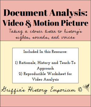 Preview of Document Analysis Worksheet: Video & Motion Picture