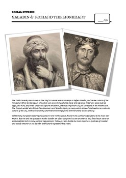 Preview of Document Based Question: Comparing Saladin & Richard