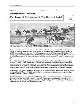 Preview of Document Based Question: The Laws of St. Laurent and the Hunt of 1875