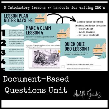 Preview of Document Based Questions Middle Grades Introductory Unit - American Revolution