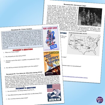 World War 2 and the Homefront Document Analysis by Students of History