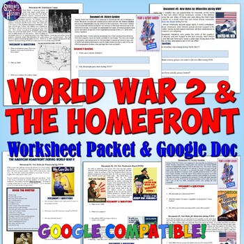 Preview of World War 2 and the Homefront Document Analysis Project for US History
