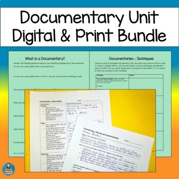 Preview of Documentary Viewing Unit Digital and Print Bundle
