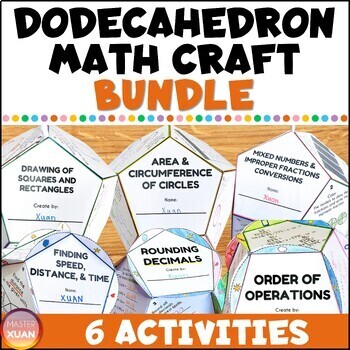 Preview of Dodecahedron Math Project - Review Crafts & Activities Bundle