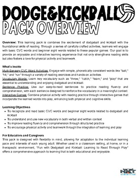 Preview of Dodgeball and Kickball Early Literacy Activity Pack