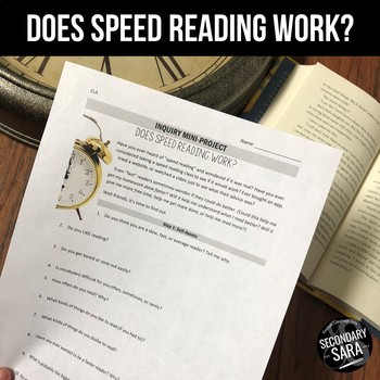 Preview of Does Speed Reading Work? Inquiry Research Project for ELA