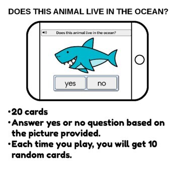 Does This Animal Live In The Ocean? Yes or No Questions Boom Cards™