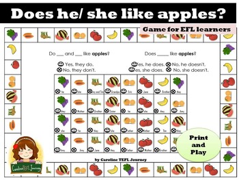 Preview of Does he like apples Bingo Game