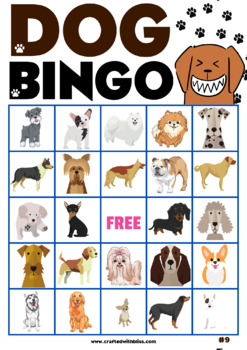 30 Puppy Dog Bingo Cards Dog Birthday Party Game Dog Breeds Dog