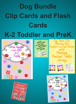 Preview of Dog Bundle, Clip Cards, Flash Cards, K-2 Toddler PreK busy work montessori