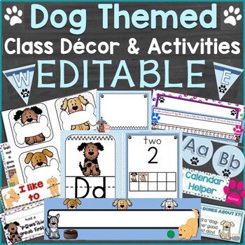 Preview of Dog Classroom Decor Dog Theme Classroom Decorations Back to School Dog Themed