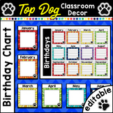 Dog Classroom Decor - Editable Birthday Chart