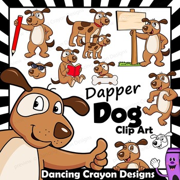 Preview of Dog Clip Art with Signs - Letter D in Alphabet Animal Series