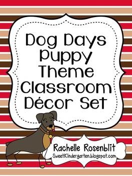 Preview of Dog Days Puppy Theme Classroom Decor Set