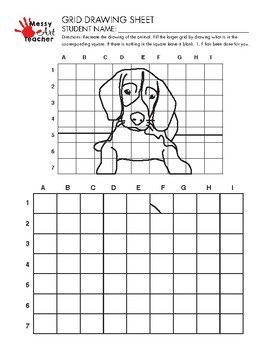 Dog Grid Drawing Worksheet for Middle/High Grades by MessyArtTeacher