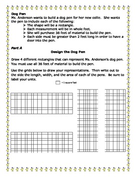 Preview of Dog Pen Math Task Grade 5