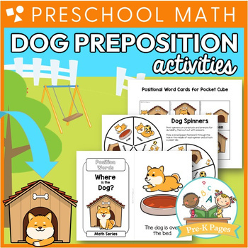 Preview of Dog Positional Words Math Activities for Preschool and Pre-K