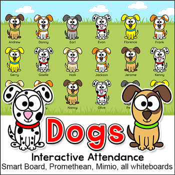Preview of Dog / Puppy Theme Attendance with Optional Lunch Count - Interactive Whiteboards