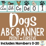Dog Theme: Alphabet & Number Line Banner (Cursive & Print)